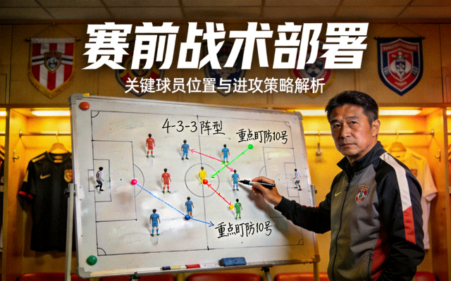 教练在战术板前布置比赛策略的场景，用于赛前分析资讯配图