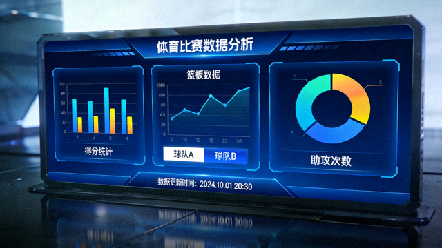 体育比赛数据分析图表的屏幕显示画面，包含多项统计指标